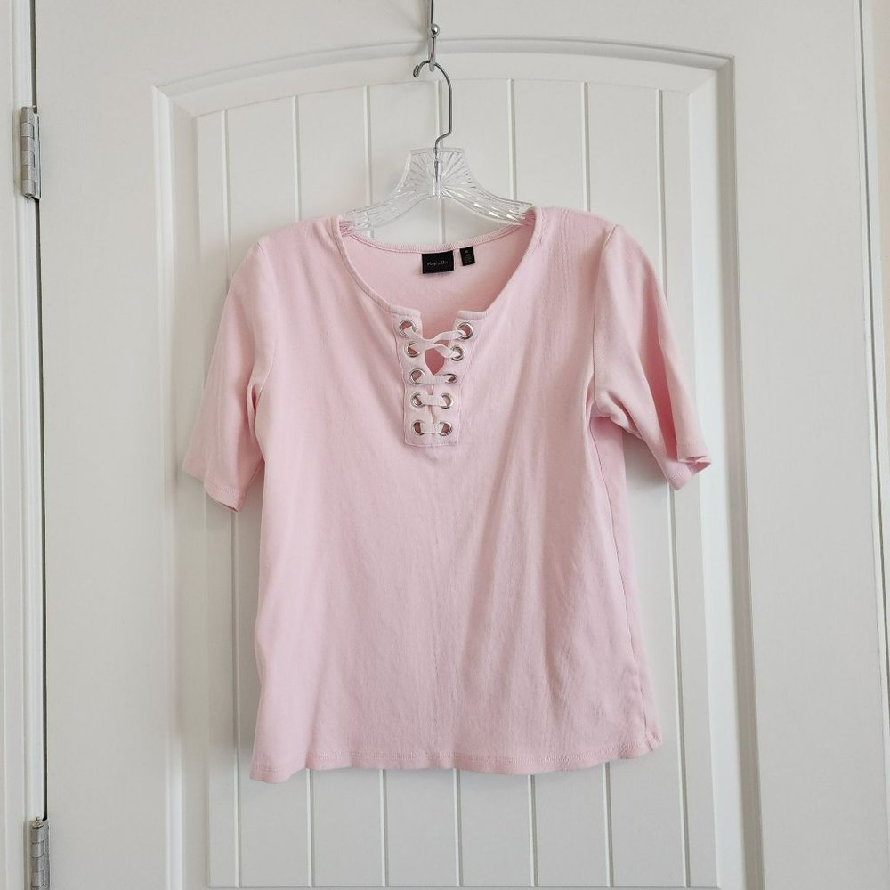 Rafaella Pink Silver Grommet Top Size Medium